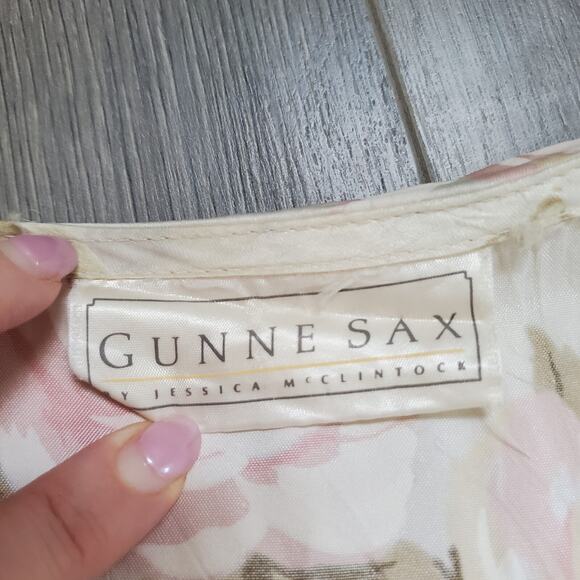 Gunne Sax Dress Large Prairie Satin Lace Collar Romantic Whimsy Cottagecore 70s - Picture 4 of 14